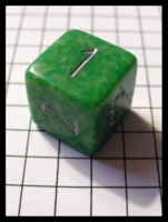 Dice : Dice - 6D - Green and Light Green Sspeckled Dice With Silver Painted Numerals